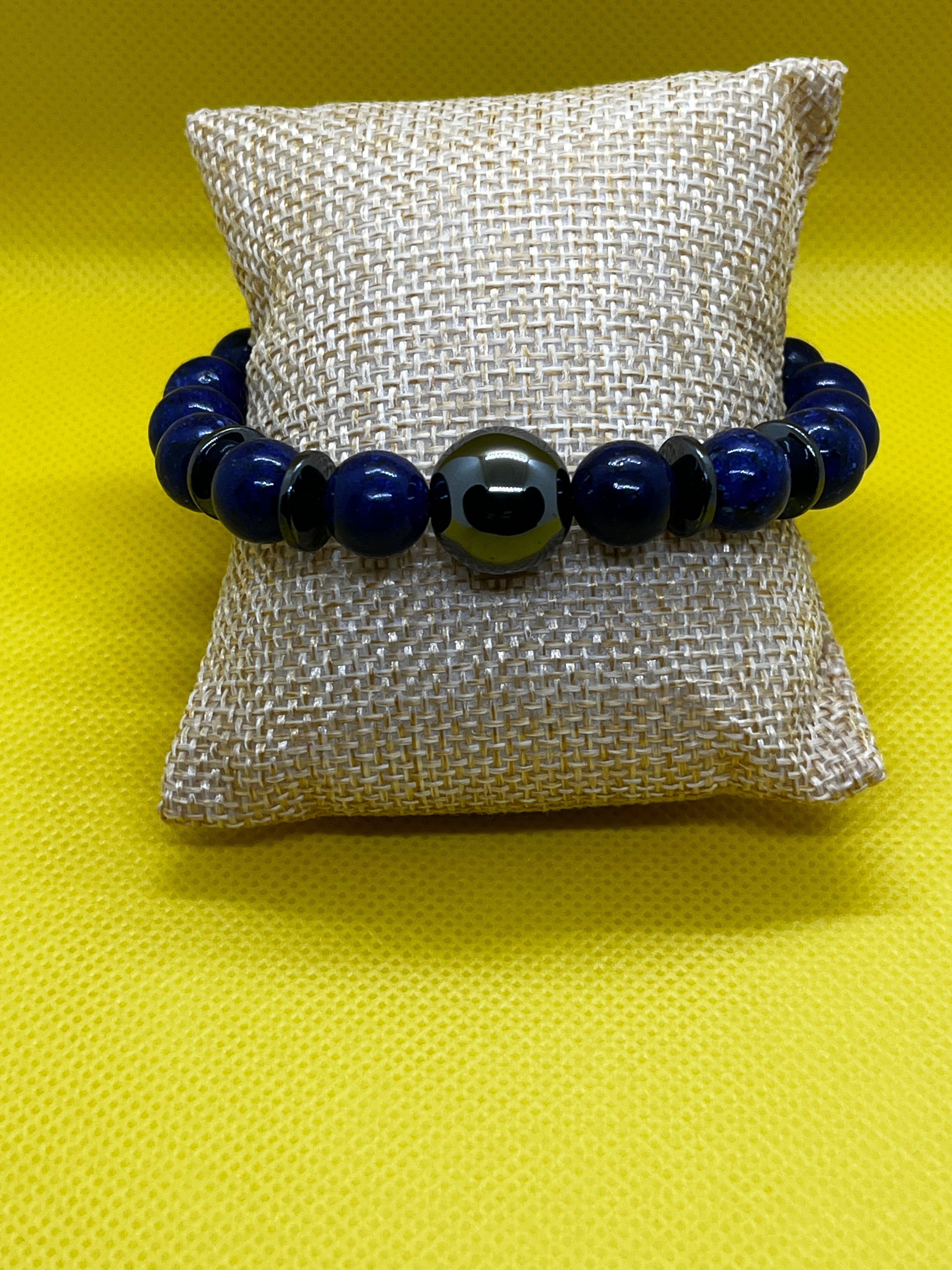 Blue Lapis Lazuli & Hematite Bra