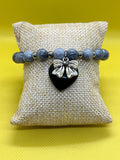 Map Stone Bow & Heart Charm Bracelet