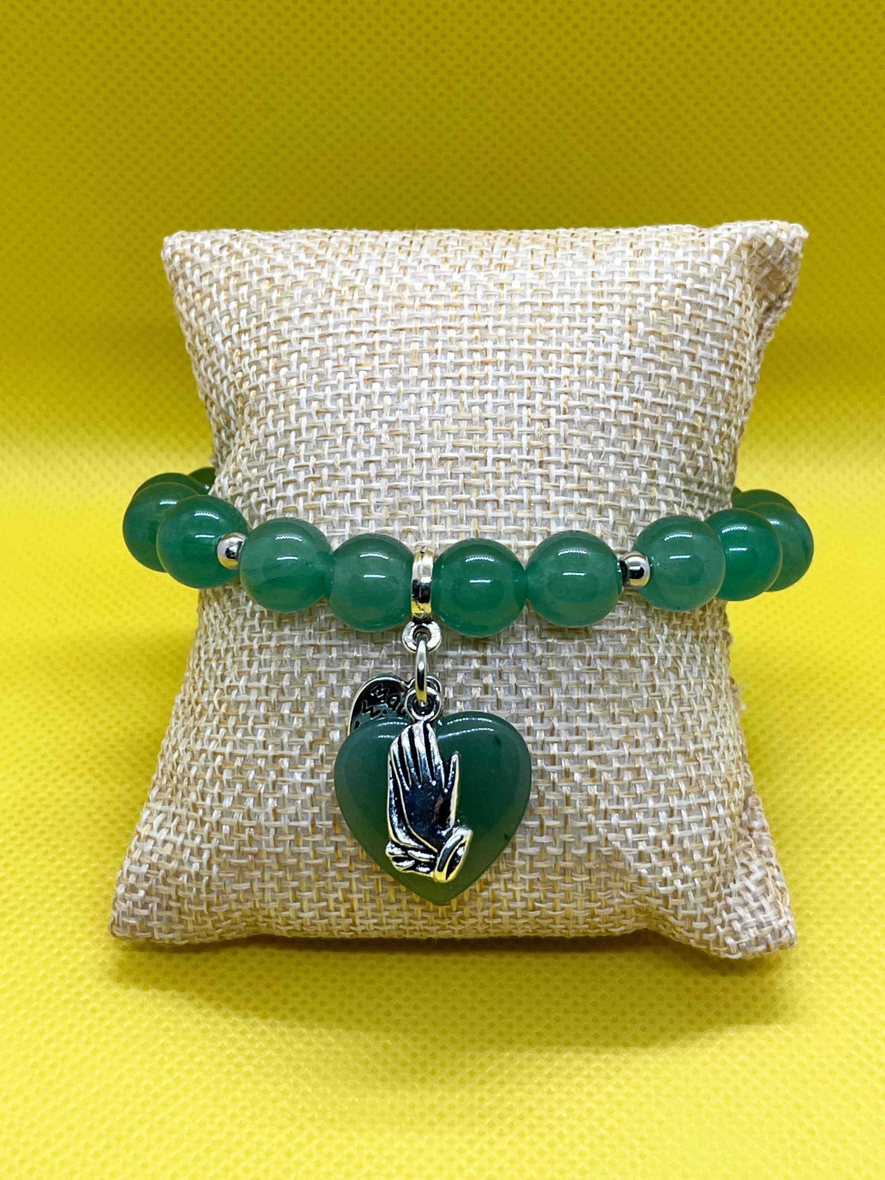 Green Aventurine Crystal Praying Hands Bracelet