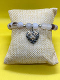 Flower Agate Floral Heart Charm Bracelet