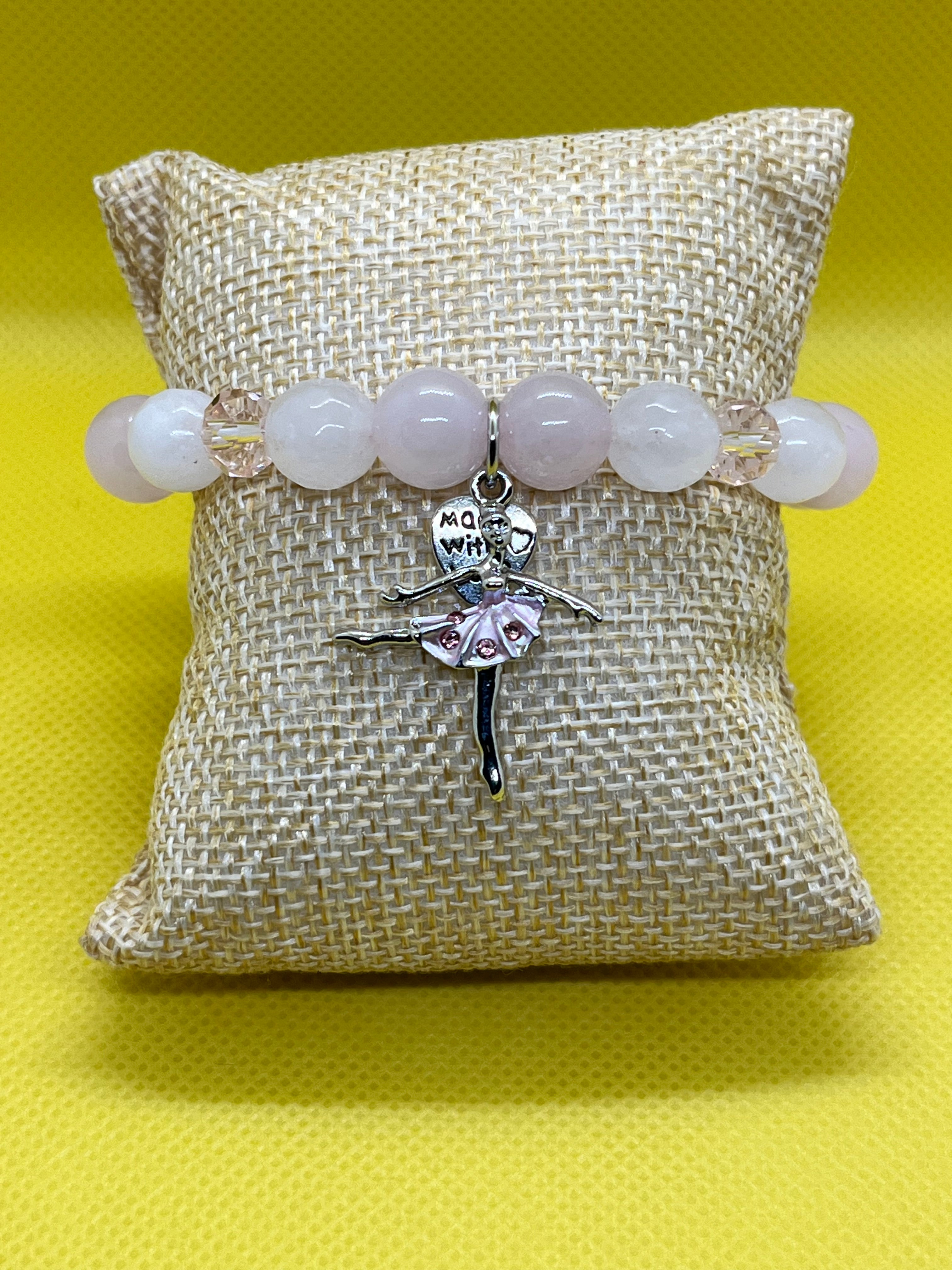 Rose Quartz Ballerina Charm Bracelet