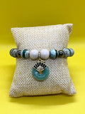 Green Angelite & Agate Fan Charm Bracelet