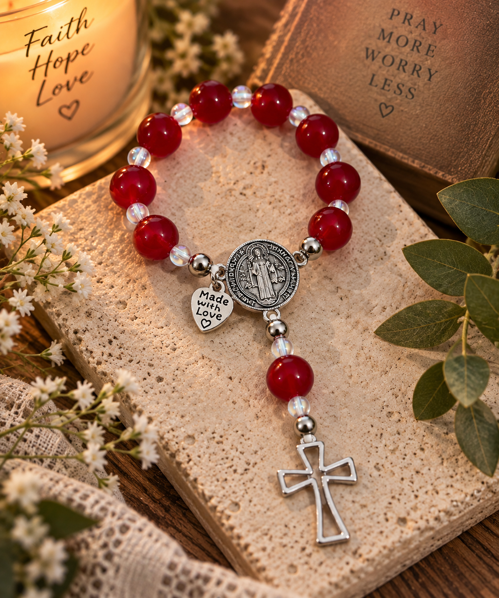 Crimson Devotion – Red Chalcedony Rosary