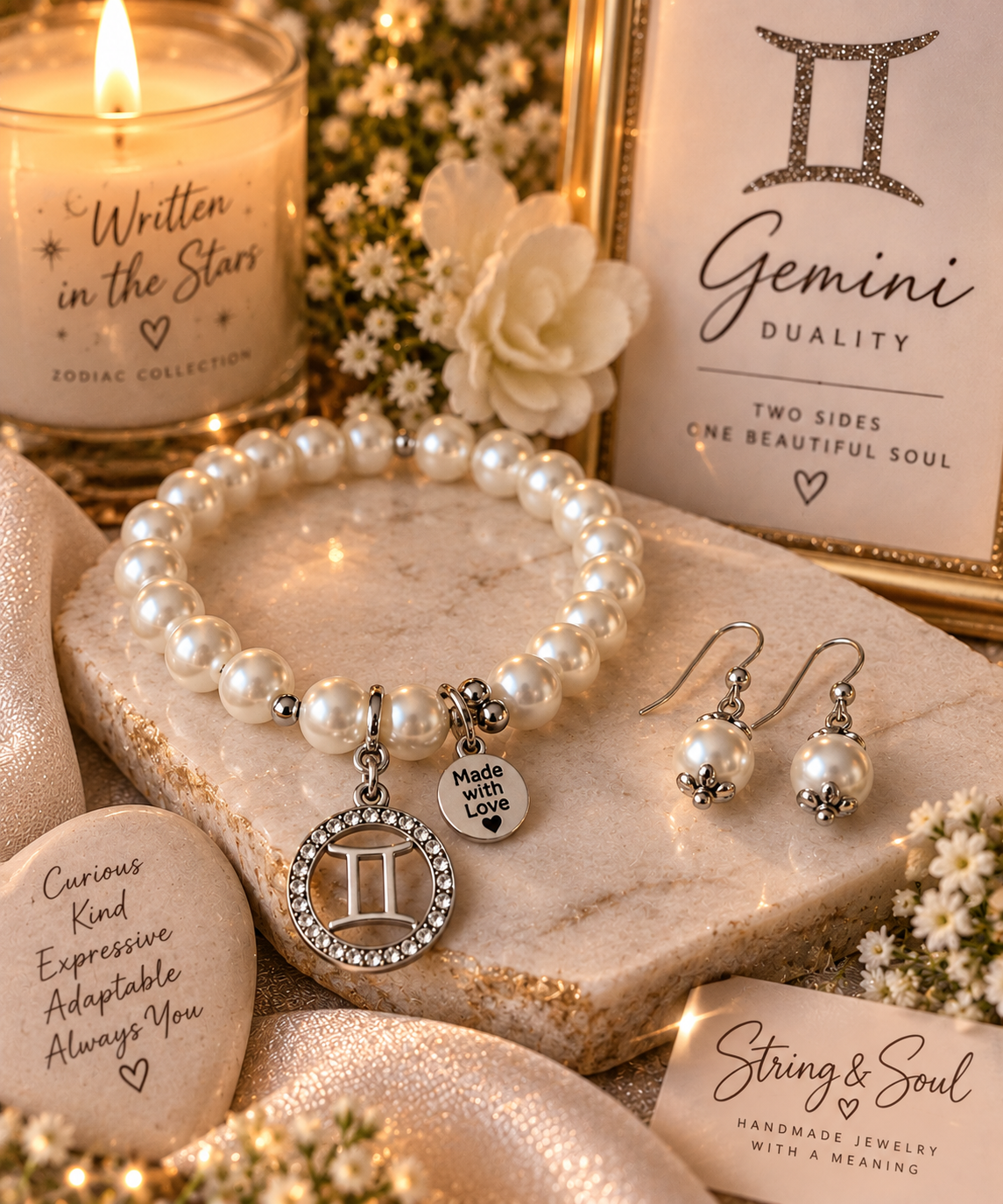 Gemini Duality – Zodiac Bracelet & Earring Set