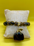 "Handmade Tiger's Eye gemstone beaded bracelet with charm, String & Soul"