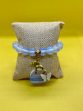 "Handmade White Opal natural stone beaded bracelet with charm, String & Soul"
