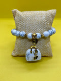 "Handmade White Howlite natural stone beaded bracelet with charm, String & Soul"