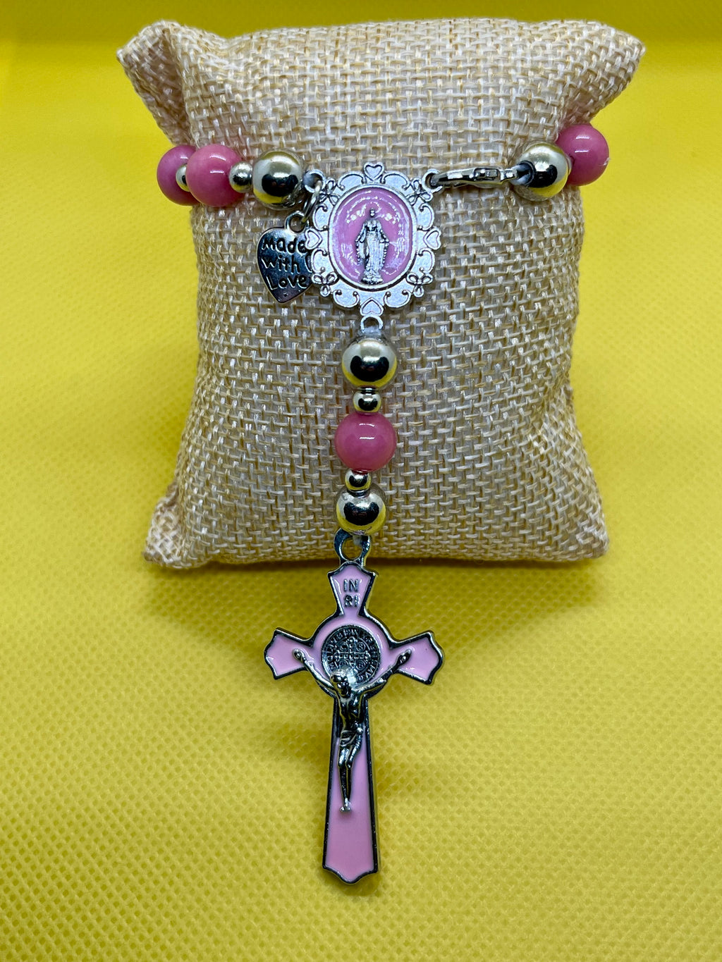 "Handmade White Jade five decade rosary with crucifix, String & Soul"