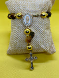 "Handmade Yellow Tiger's Eye five decade rosary with crucifix, String & Soul"