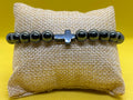 "Handmade Black Hematite beaded bracelet with Black Hematite side cross, String & Soul"