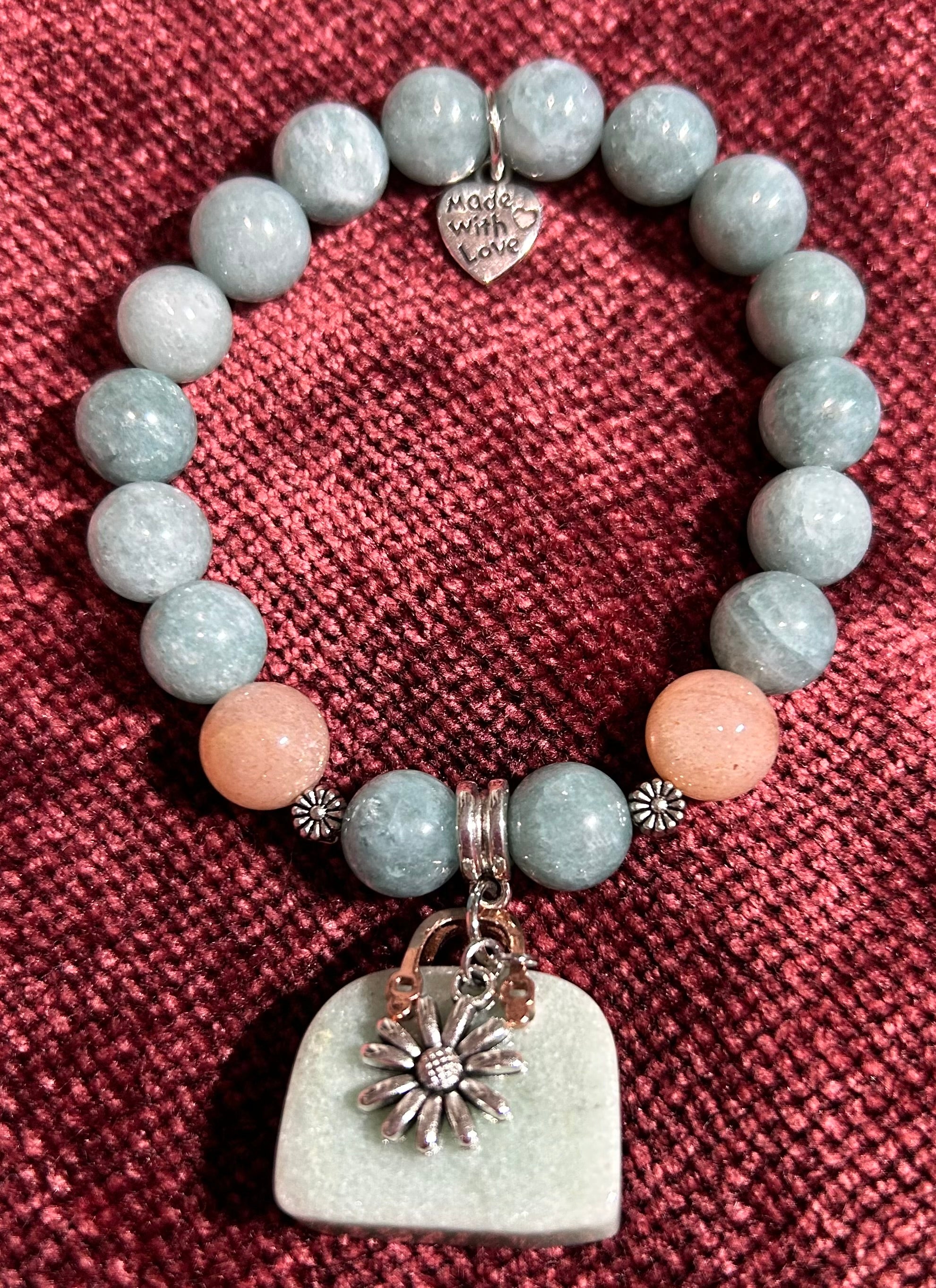 Burmese Jade & Sunstone Bracelet