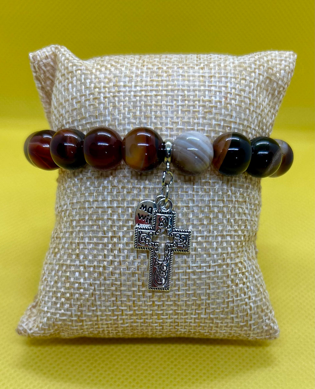"Handmade Sardonyx Agate Stone beaded bracelet with charm, String & Soul"