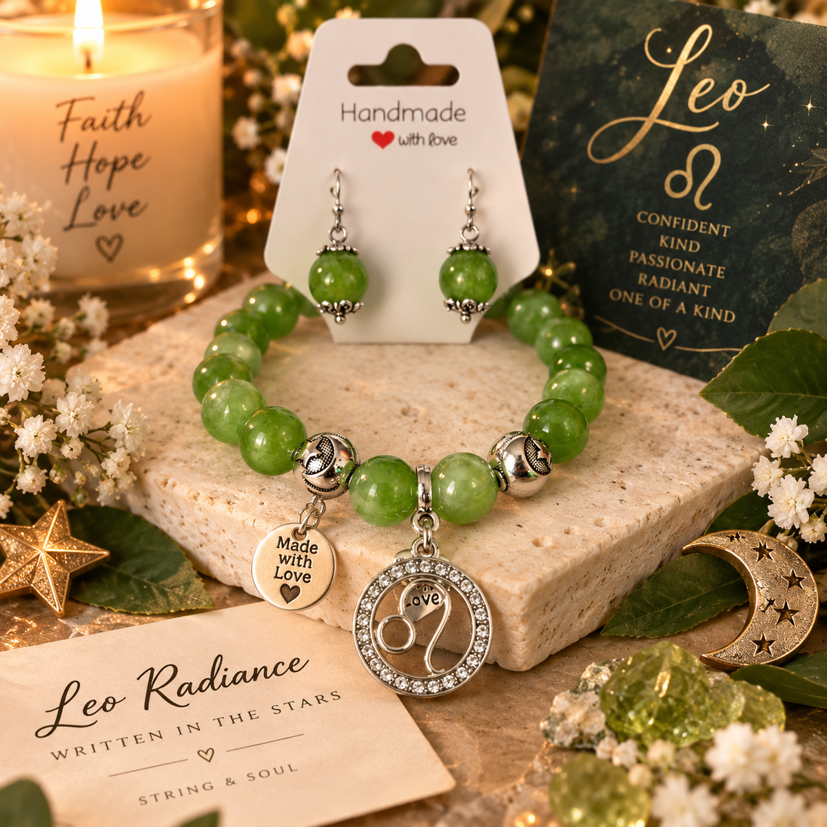 Leo Radiance – Zodiac Bracelet & Earring Set