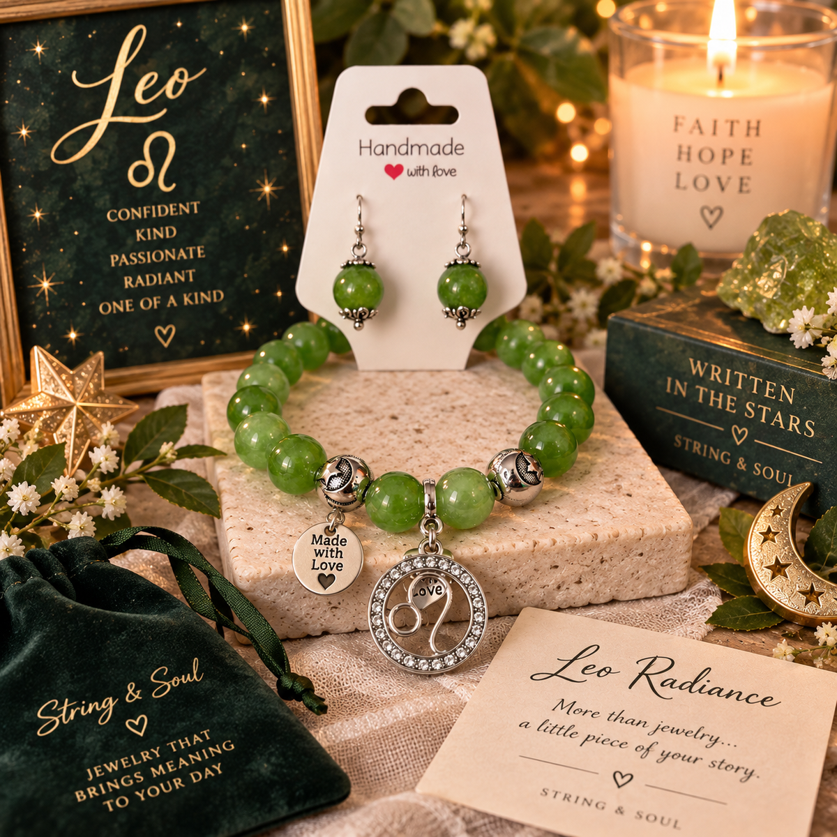 Leo Radiance – Zodiac Bracelet & Earring Set