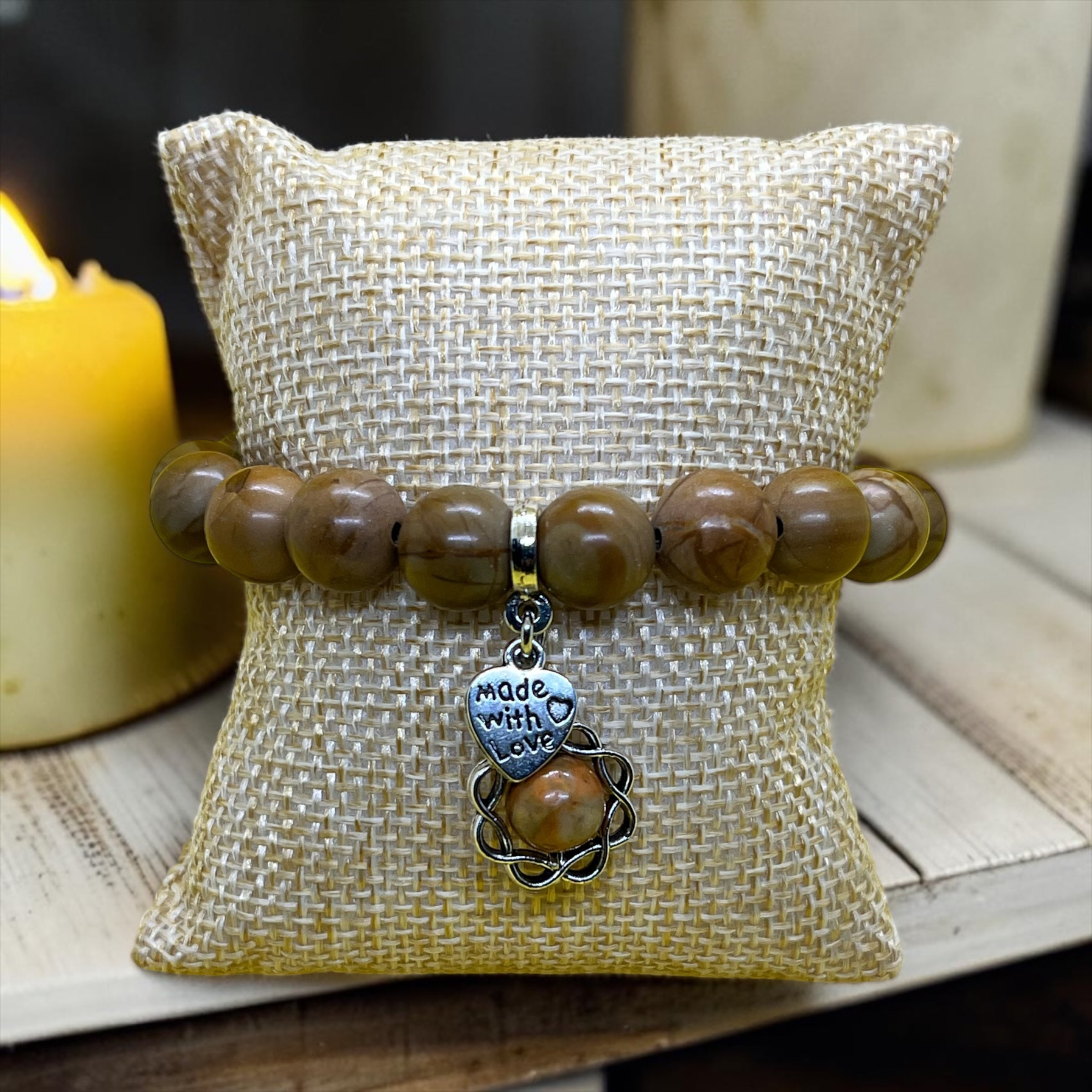 Yellow Wood Jasper Stone Bracelet