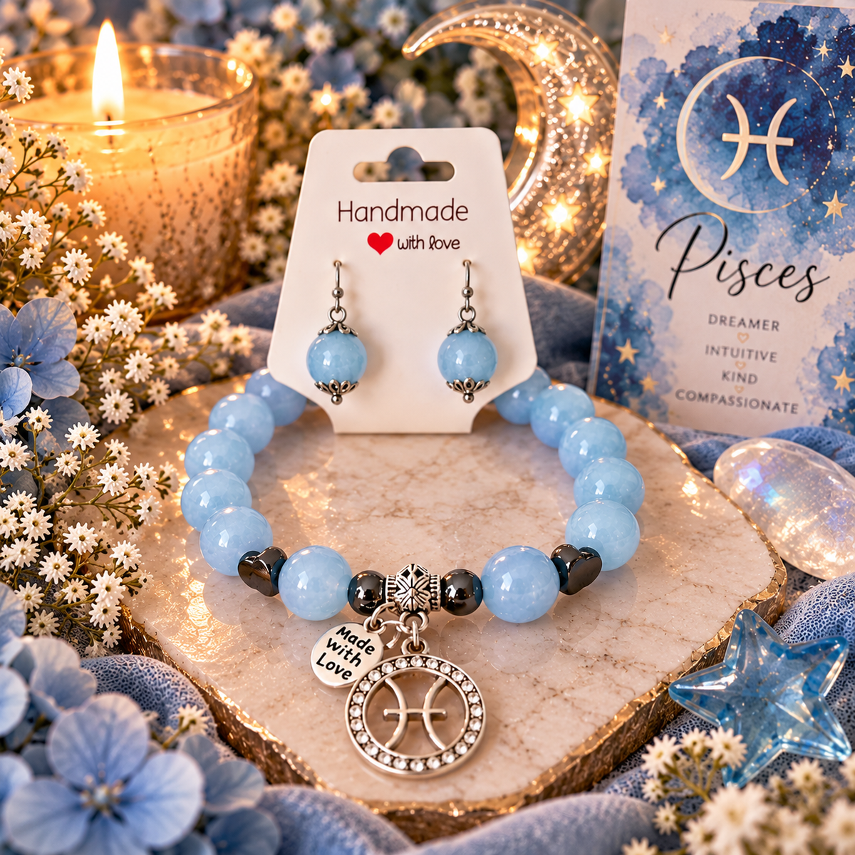 Pisces Dreamer – Zodiac Bracelet & Earring Set