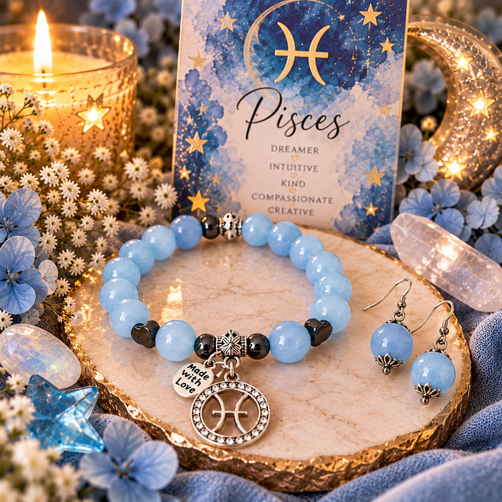 Pisces Dreamer – Zodiac Bracelet & Earring Set
