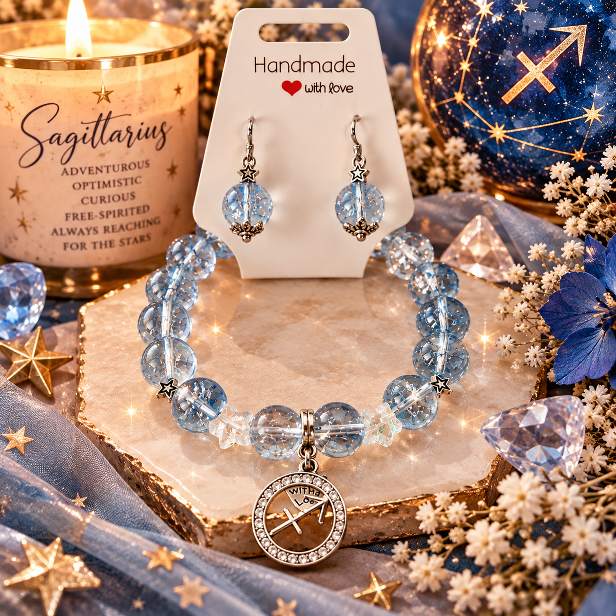 Sagittarius Wanderlust – Zodiac Bracelet & Earring Set