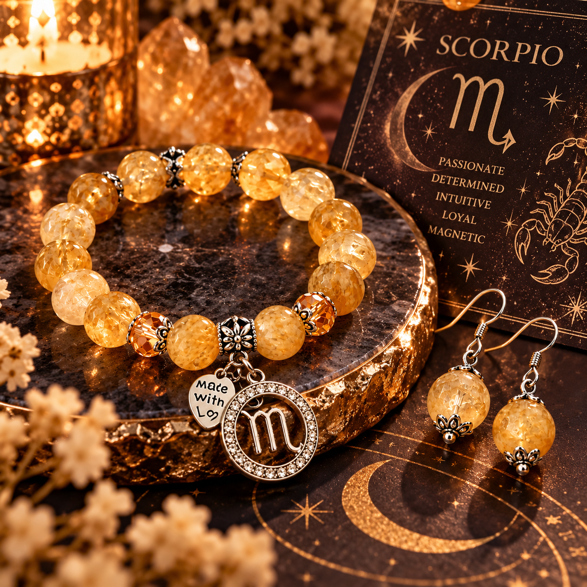 Scorpio Intensity – Zodiac Bracelet & Earring Set