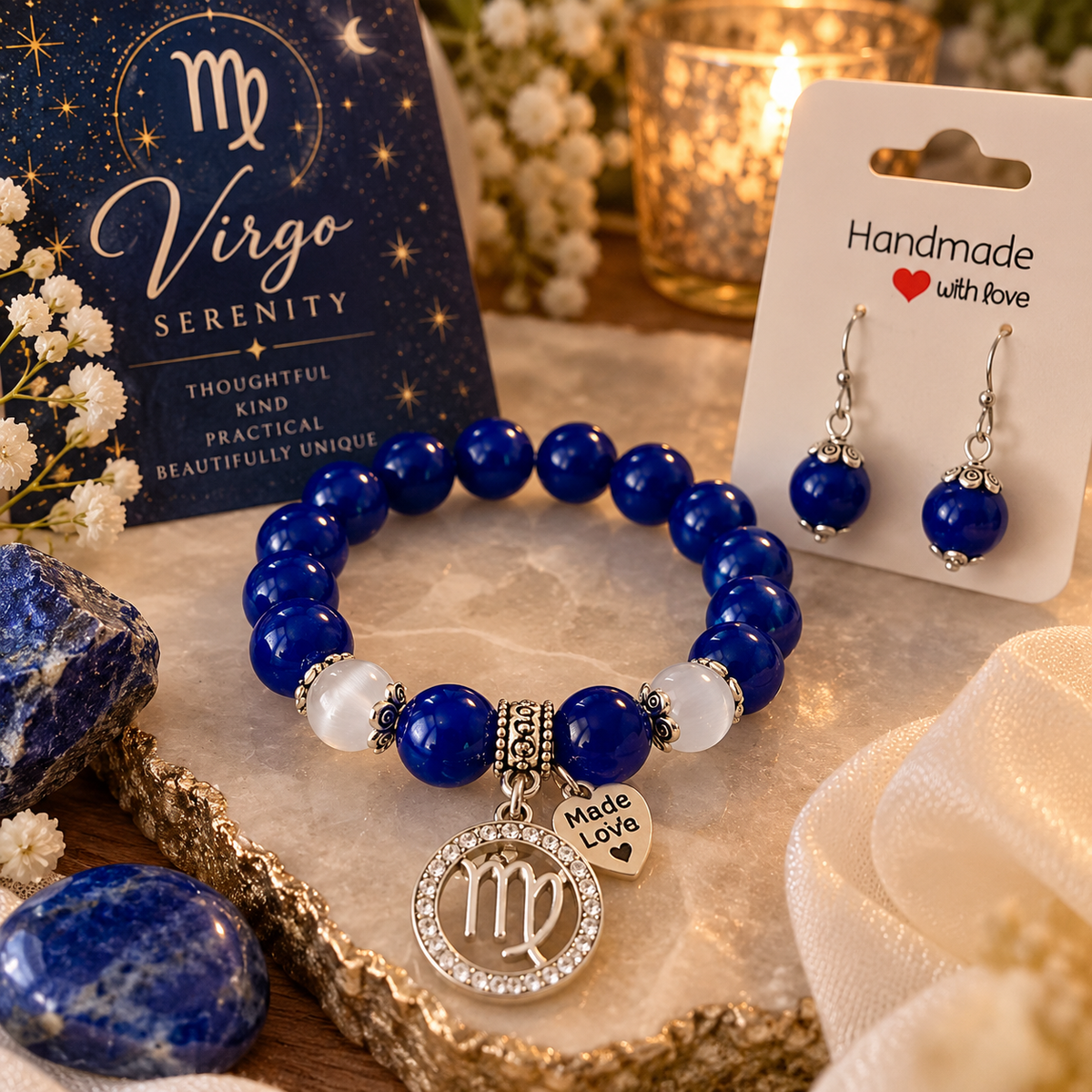 Virgo Serenity – Zodiac Bracelet & Earring Set