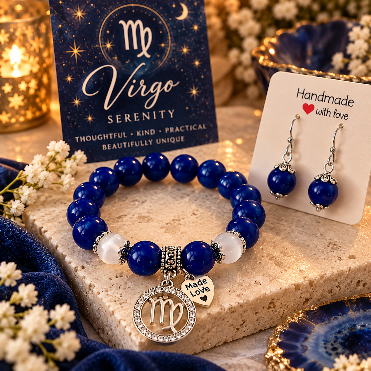 Virgo Serenity – Zodiac Bracelet & Earring Set