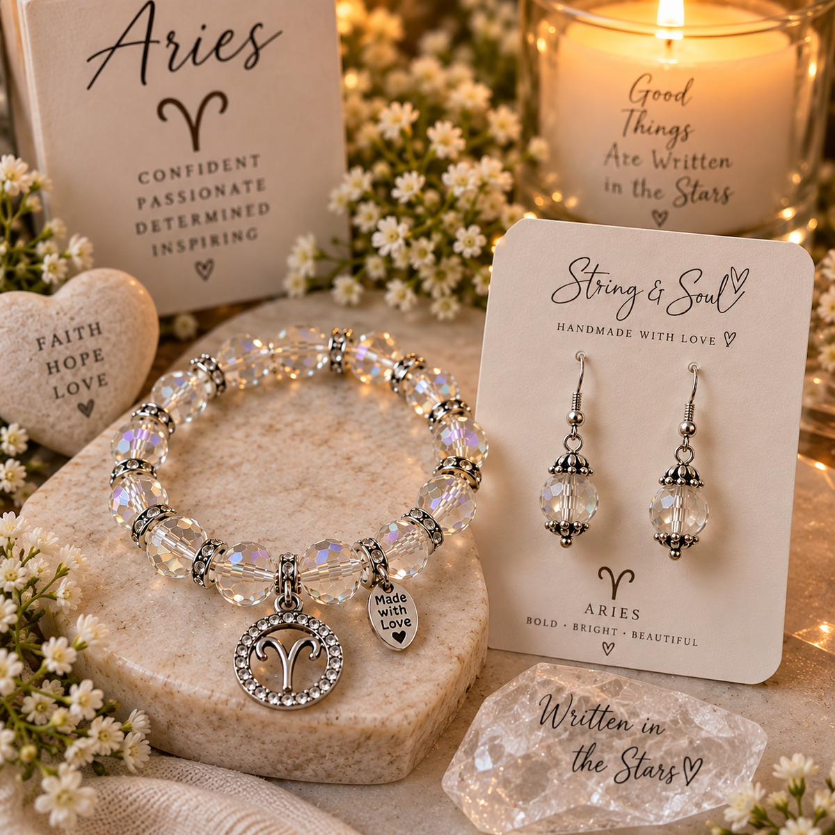 Aries Spark – Zodiac Bracelet & Earring Set