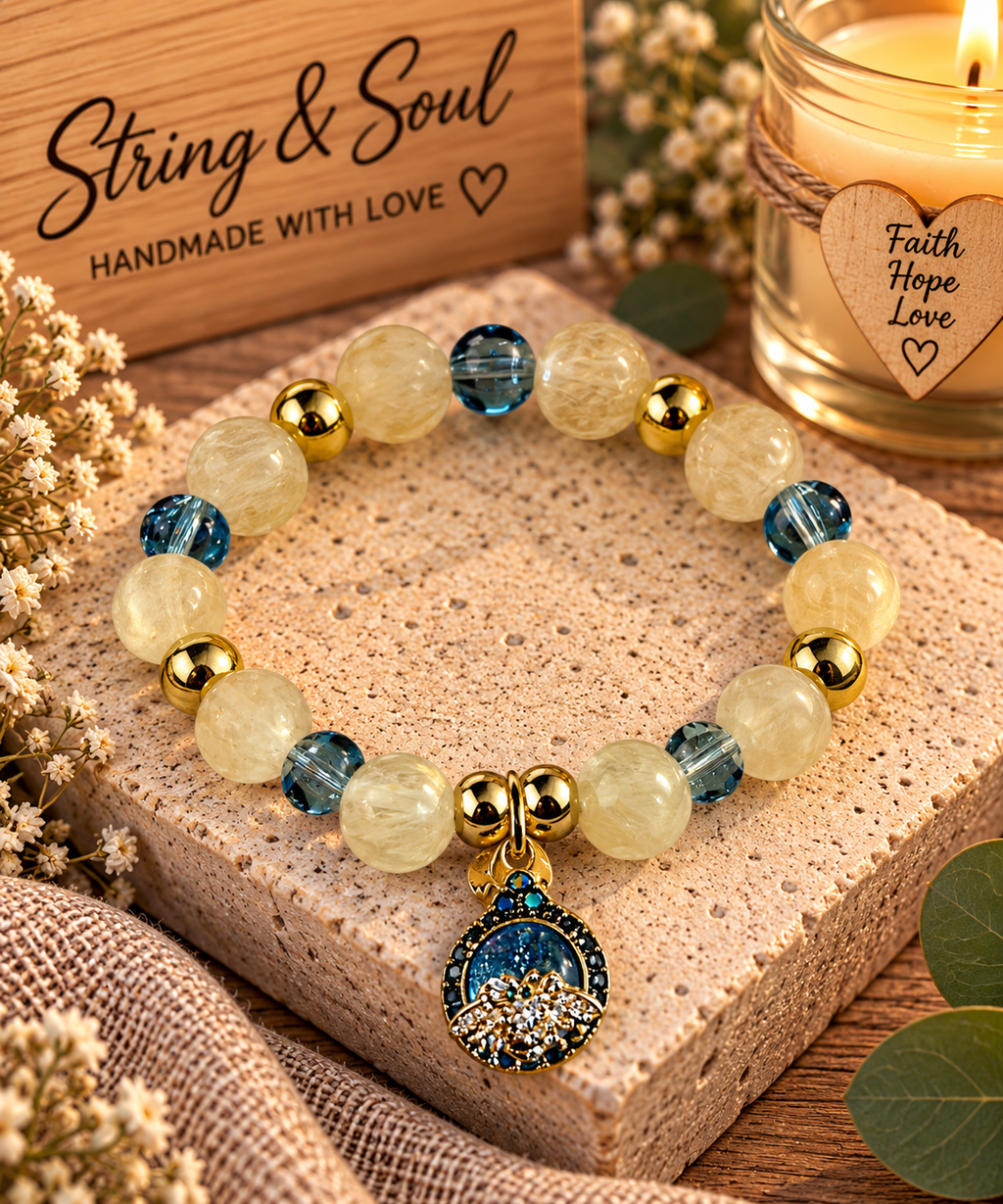 Citrine Quartz Bee Charm Bracelet