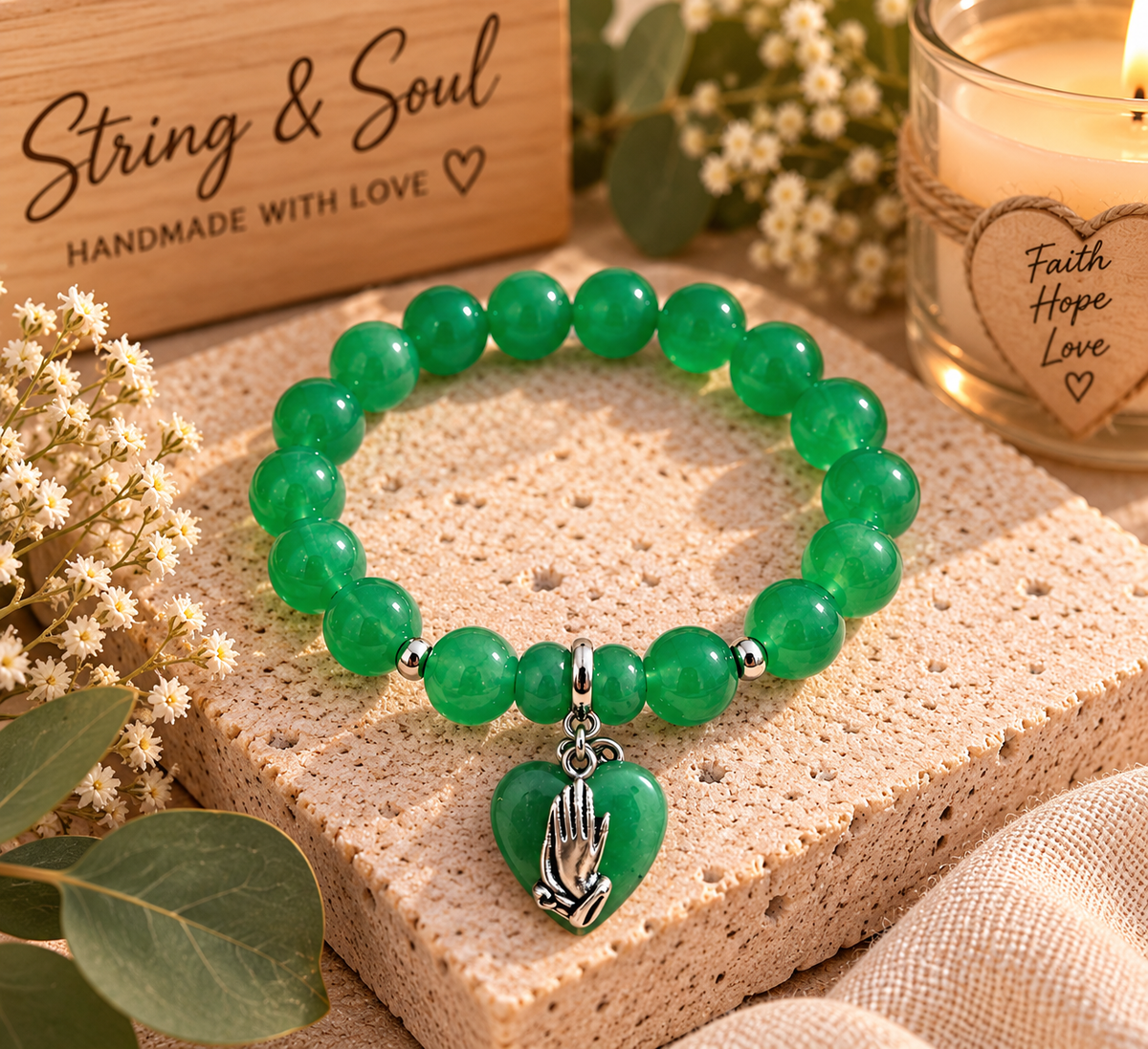 Green Aventurine Praying Hands Bracelet