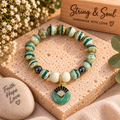 Green Angelite & Agate Fan Charm Bracelet