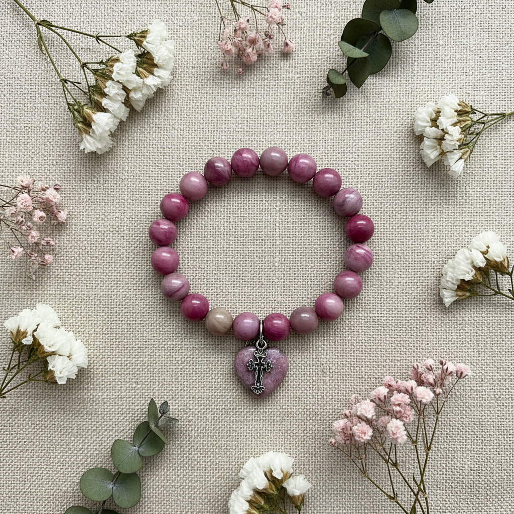 Pink Rhodonite Flat Lay