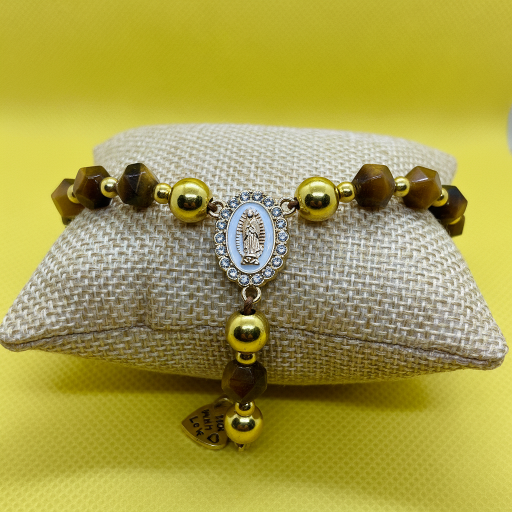 Yellow Tiger's Eye Rosary Close-up