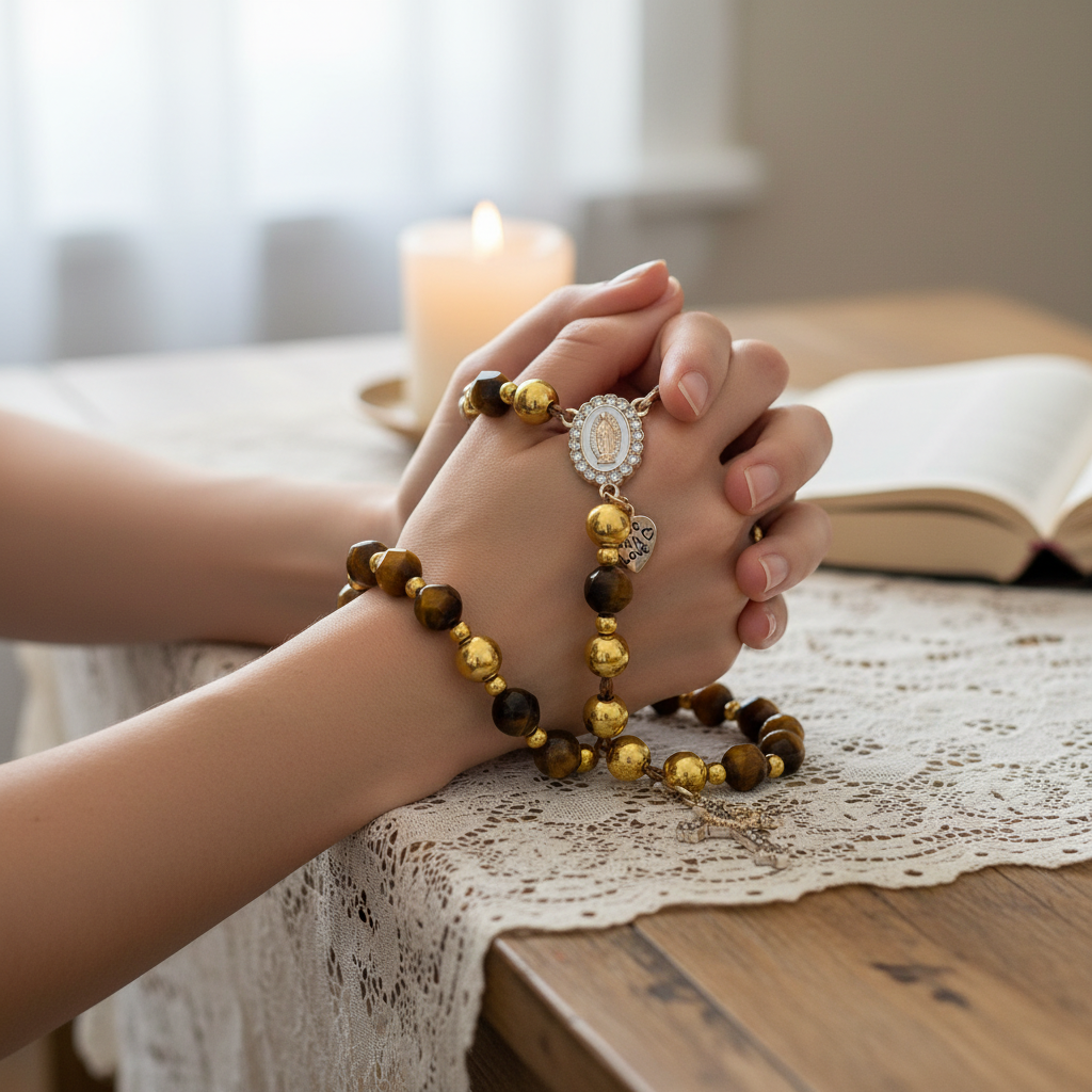 Yellow Tiger's Eye Rosary Hands